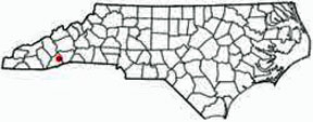 North Carolina map showing location of Looking Glass Falls